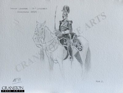 Troop Leader of the 17th Lancers, Hounslow 1854 by Mark Churms. [Original Drawing]