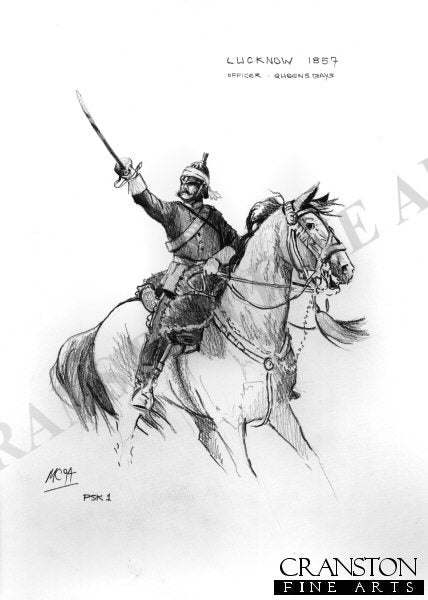 Officer of the Queens Bays, Lucknow 1857 by Mark Churms. [Original Drawing]