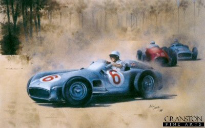 Mercedes Benz W196 driven by Stirling Moss, 1955 monaco Grand Prix by Bob Murray. [print]