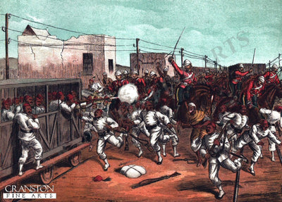The Cavalry Brigade Capturing Egyptian Trains at Mahsameh Station by Richard Simkin [Postcard]