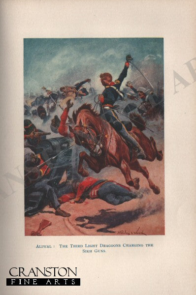 The Third Light Dragoons Charging the Sikh Guns by Stanley Wood. [Antique]