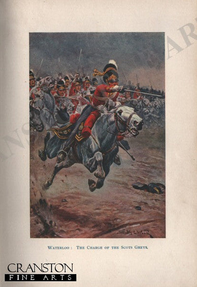 Waterloo, The Chage of the Scots Greys by Stanley Wood. [Antique]
