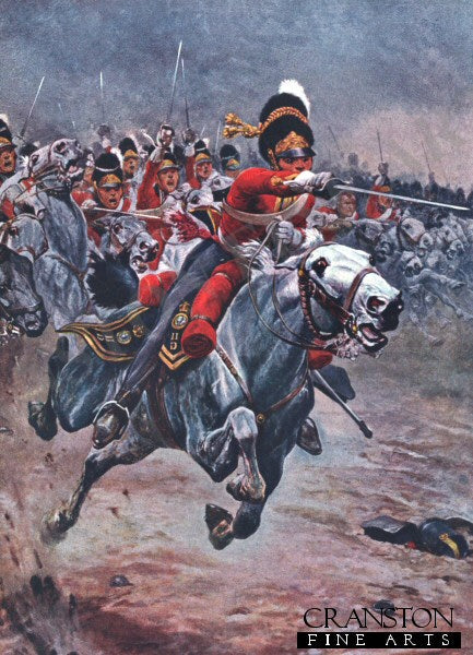 Waterloo: The Chage of the Scots Greys by Stanley Wood [Postcard]