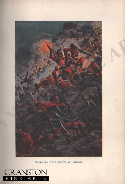 Storming the Heights at Badajos by Stanley Wood. [Antique]