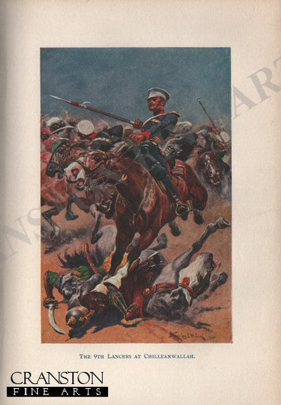 The 9th Lancers at Chilleanwalla by Stanley Wood. [Antique]