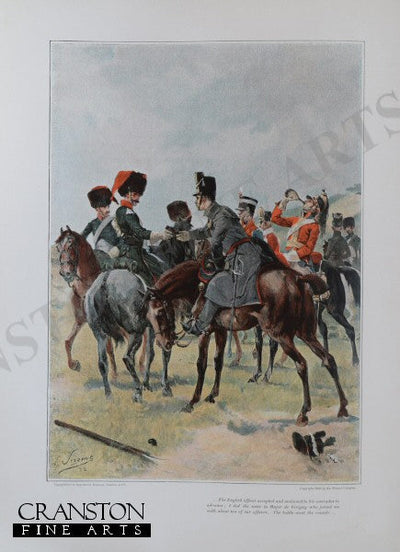 A Drink With British Officers by Lucien Sergent. [Antique]