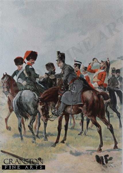 A Drink With British Officers by Lucian Sergent. [Postcard]