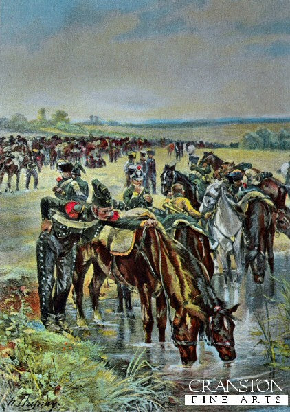 Colonel Castex Feeds The Horses Before A Charge by Henri Dupray [Postcard]