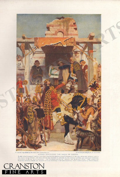 Alfred Rebuilding the Walls of London by F.O Salisbury. [Antique]