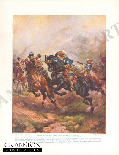 Prince Rupert's Cavalry Charging at Edgehill, 1642 by Richard Caton Woodville. [Antique]