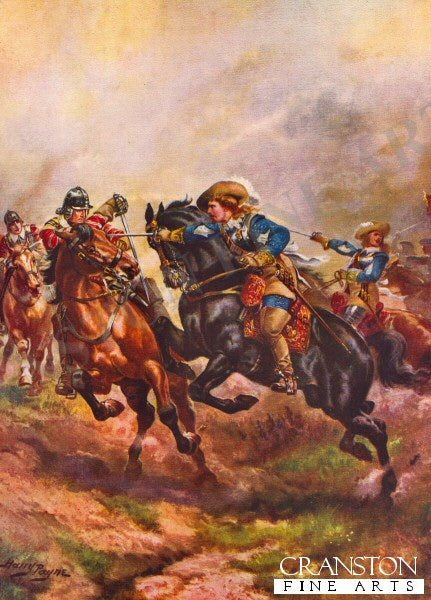 Prince Ruperts Cavalry Charging at Edgehill, 1642 by Harry Payne [Postcard]
