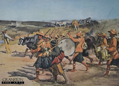 Over the Veldt - Drums and Pipes of the 91st (Argyllshire) Highlanders by William Skeoch Cumming. [Postcard]
