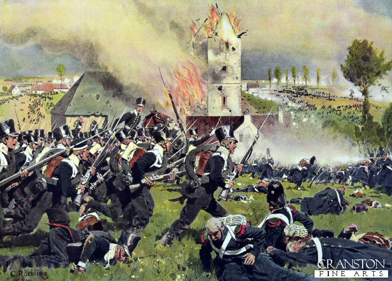 Prussian Troops Storming the Cemetery at Plancenoit By Carl Rochling [Postcard]