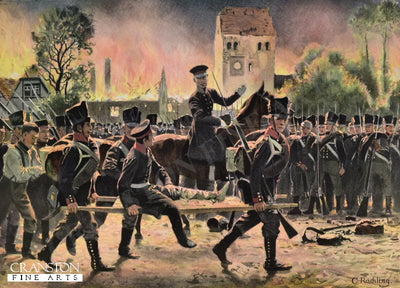 General von Scharnhorst Wounded at Grossgorschen - May 2nd, 1813 By Carl Rochling [Postcard]