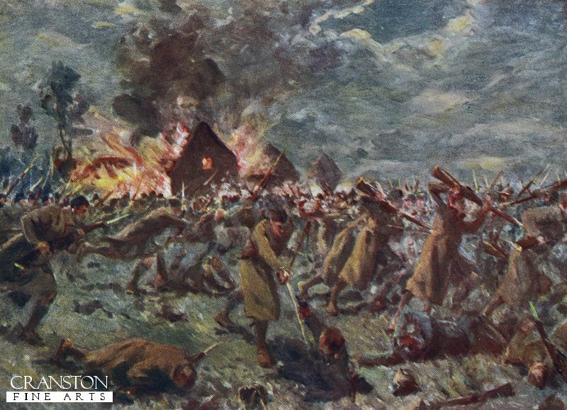 Bayonet Charge of the London Scottish at Messines, Halloween 1914 by Allan Stewart [Postcard]