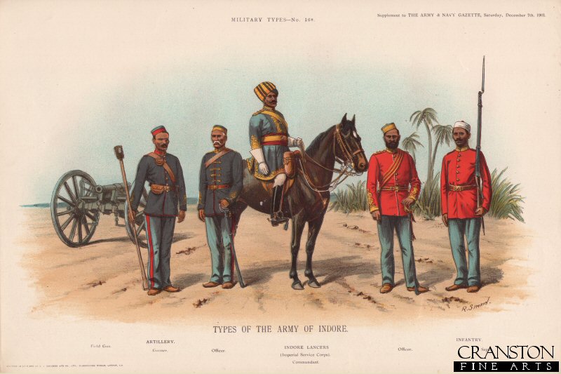Types of the Army of Indore by Richard Simkin [Original Chromolithograph]