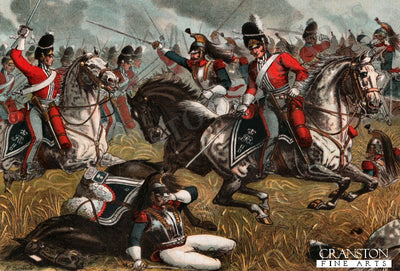 The 2nd Royal North British Dragoons (Scots Greys) at Waterloo 1815 by Richard Simkin.