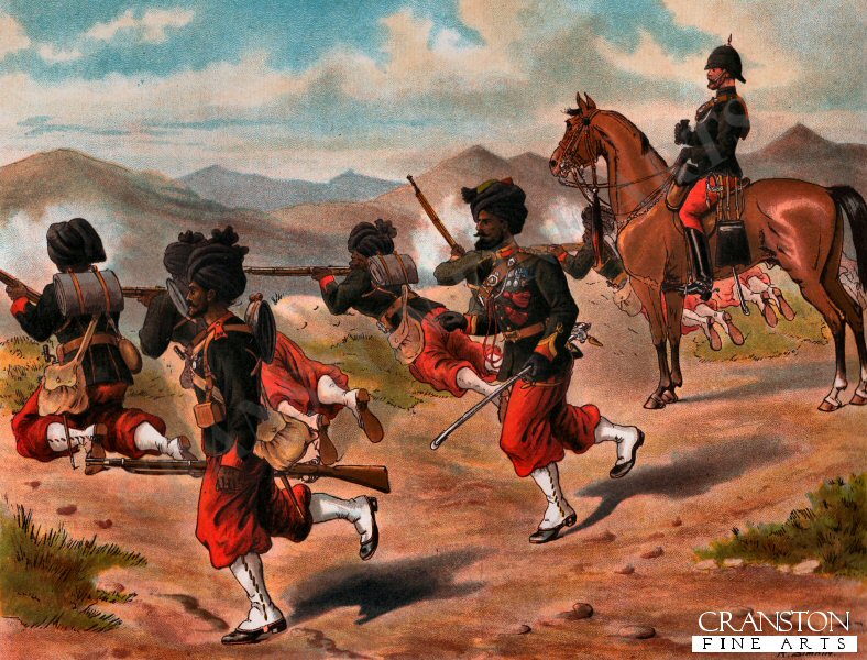 The 29th Bombay Native Infantry (Duke of Connaughts Own Belooch Regt) Field Firing (Marching Order) by Richard Simkin [Antique]
