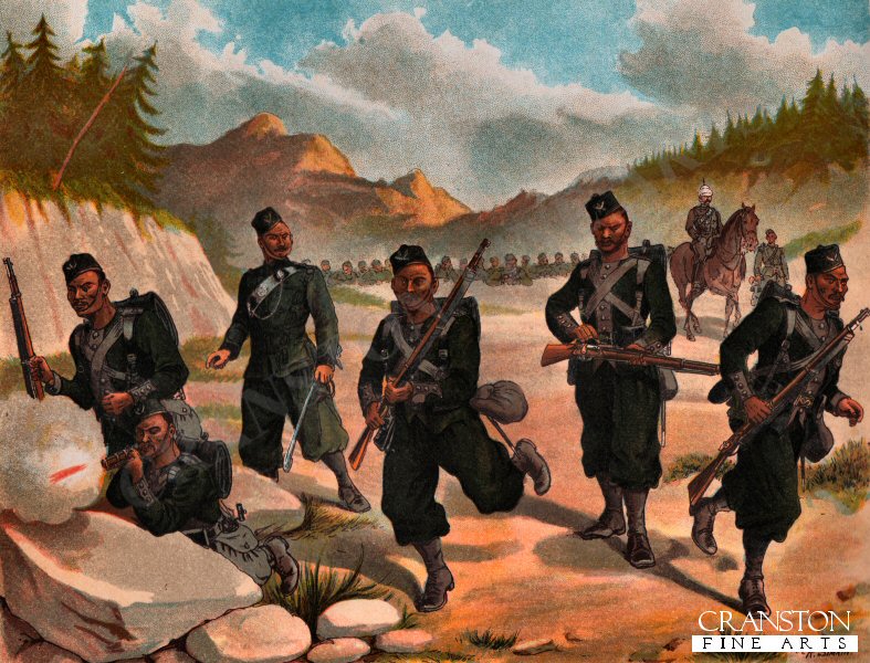 The 3rd Goorkhas Skirmishing by Richard Simkin [Antique]