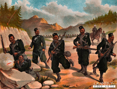 The 3rd Goorkhas Skirmishing by Richard Simkin [Antique]