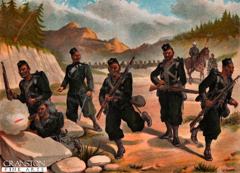 The 3rd Goorkhas Skirmishing by Richard Simkin. [Postcard]