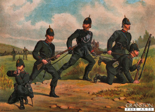 The King&#39;s Royal Rifle Corps (60th), Skirmishing by Richard Simkin. [Postcard]
