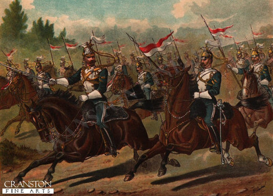 17th Lancers, Dispersing in Pursuit During a Field Day by Richard Simkin. [Postcard]