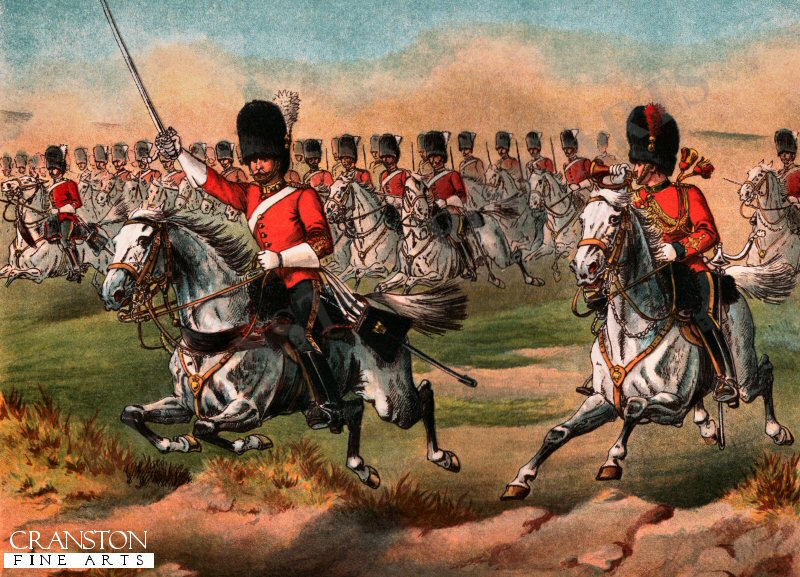 17th Lancers, Dispersing in Pursuit During a Field Day by Richard Simkin. [Postcard]