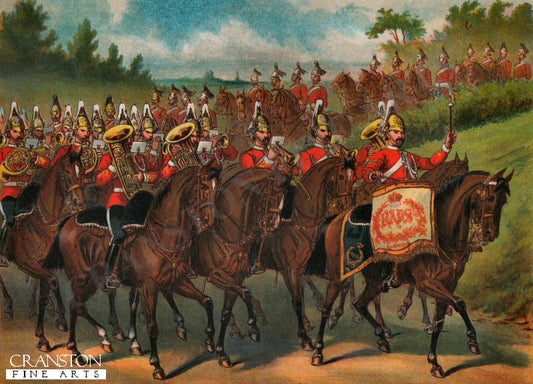 17th Lancers, Dispersing in Pursuit During a Field Day by Richard Simkin. [Postcard]