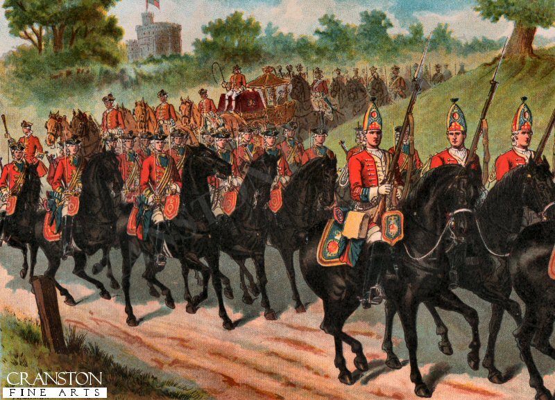 A Royal Escort in 1742 by Richard Simkin. [Postcard]