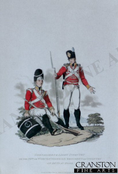 Grenadiers and Light Infantry of the 29th or Worcestershire Regiment of Infantry on Duty at Home [Antique]