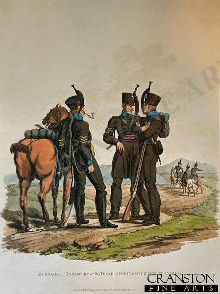 Hussars and Infantry of the Brunswick Corps by Stadler. [Antique]