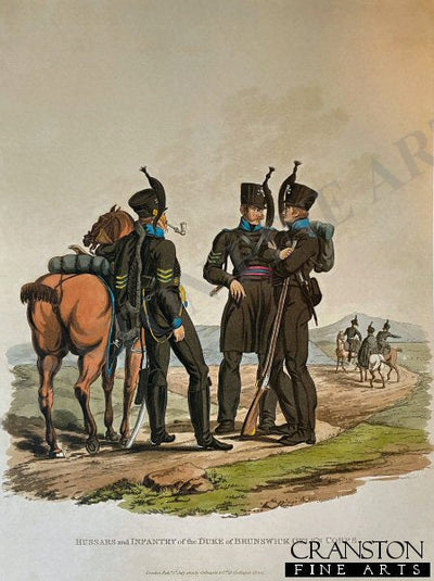 Hussars and Infantry of the Brunswick Corps by Stadler. [Antique]