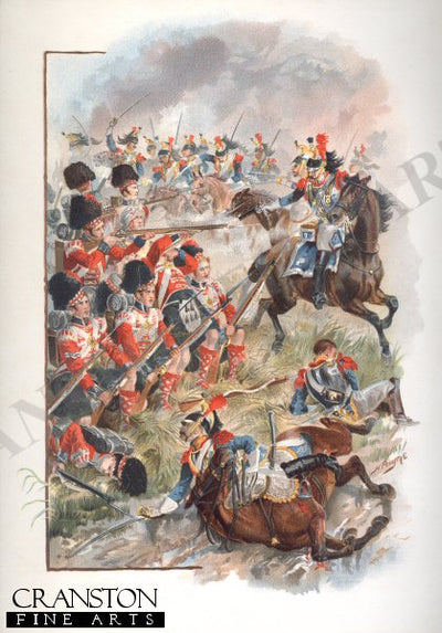 Square of the 42nd Charged by French Cuirassiers at Quatrebras by Harry Payne [Antique]