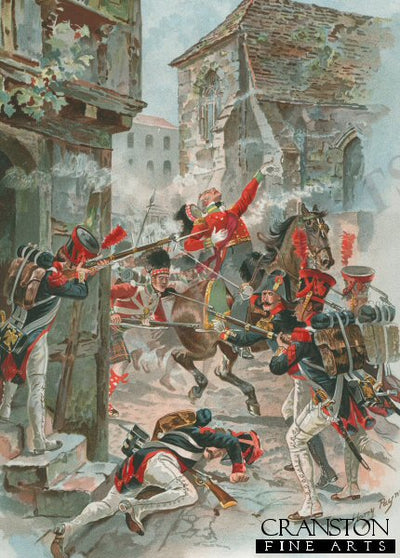 Death of Colonel Philips Cameron at Fuentes dOnoro 1811 by Harry Payne. [Postcard]