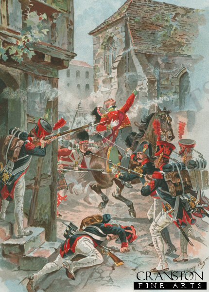 Death of Colonel Philips Cameron at Fuentes dOnoro 1811 by Harry Payne. [Postcard]
