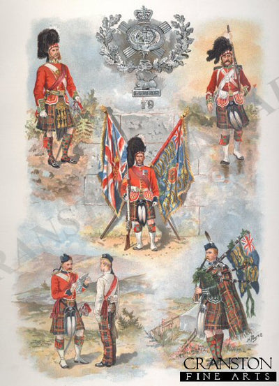 Badge and colours of the Cameron Highlanders by Harry Payne. [Postcard]