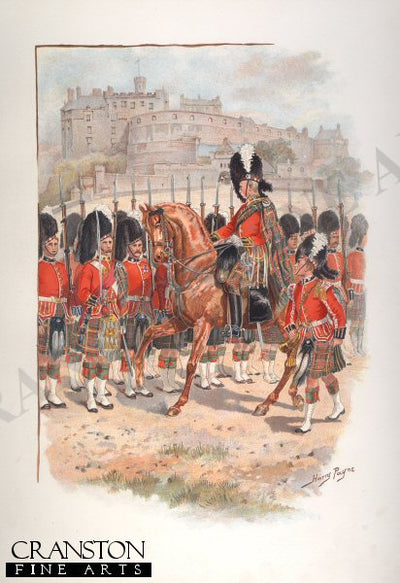 Queens Own Cameron Highlanders on Parade at Edinburgh Castle, 1893 by Harry Payne [Antique]
