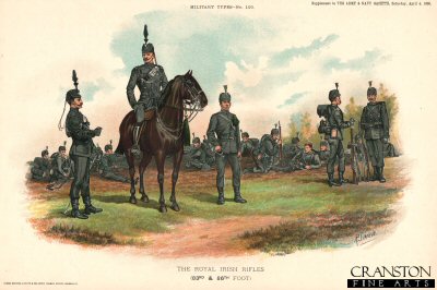 The Royal Irish Rifles by Richard Simkin. [Antique]