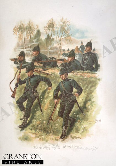 The Scottish Rifles, Skirmishing at a Sham Fight by Harry Payne. [Antique]