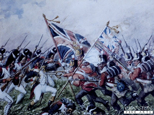 Saving the Kings Colour of the 32nd During the Battle of Waterloo by Richard Simkin [Print]
