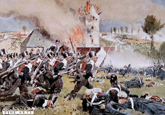 Prussian Troops Storming the French Occupied Cemetry at Plancenoit (Battle of Waterloo) by Carl Rochling. [Print]