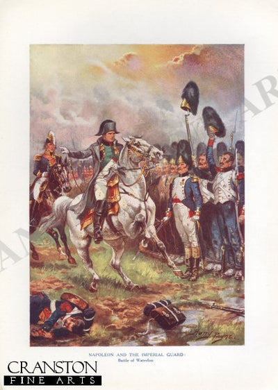 Napoleon and the Imperial Guard, Battle of Waterloo by Harry Payne. [Antique]