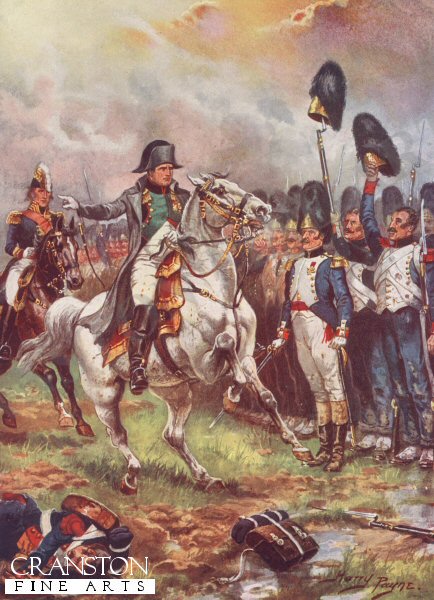 Napoleon and the Imperial Guard, Battle of Waterloo by Harry Payne. [Postcard]