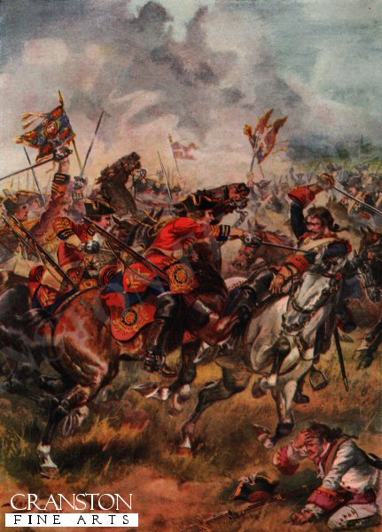Charge of the Third Dragoons, Battle of Dettingen by Harry Payne. [Postcard]