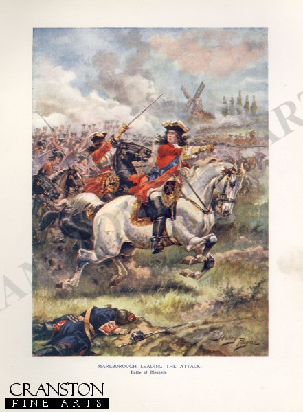 Marlborough Leading the Attack, Battle of Blenheim by Harry Payne  [Antique]