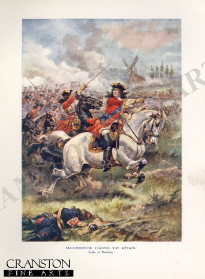 Marlborough Leading the Attack, Battle of Blenheim by Harry Payne  [Antique]