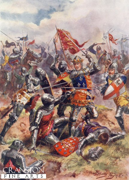 King Henry V Fights With Heroic Valour, Battle of Agincourt by Harry Payne. [Postcard]
