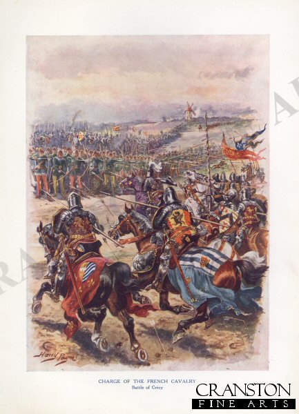 Charge of the French Cavalry, Battle of Crecy by Harry Payne [Antique]