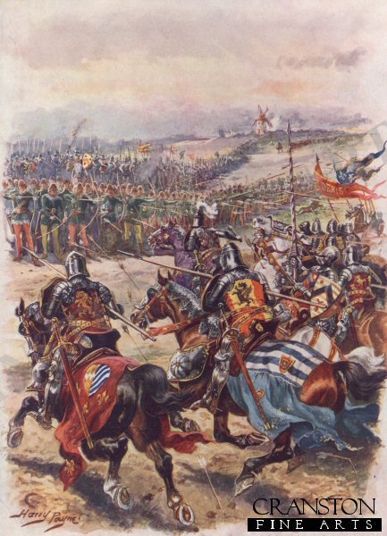 Charge of the French Cavalry, Battle of Crecy by Harry Payne. [Postcard]